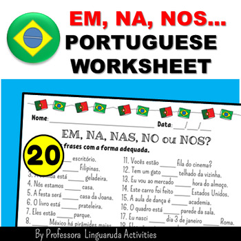 Preview of Português Gramática - Portuguese Prepositions for Beginners Practice (EM - IN)