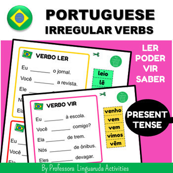 Preview of Portuguese Present Tense Worksheet - Presente em Português - Verbos Irregulares