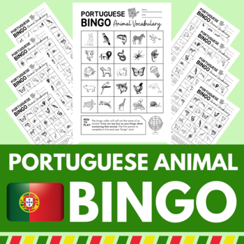 Preview of Portuguese Animals Bingo Game - Portuguese Language Vocabulary Activity
