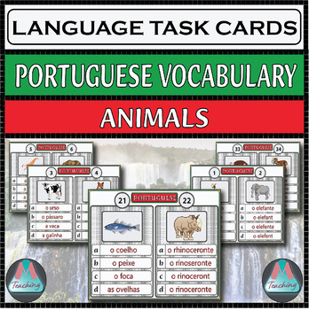 Preview of Portuguese Assessment Task Cards - Animals