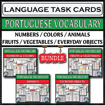 Preview of Portuguese Assessment Task Cards - Basic Vocabulary Bundle