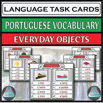 Preview of Portuguese Assessment Task Cards - Everyday Objects