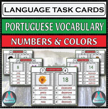Preview of Portuguese Assessment Task Cards - Numbers and Colors