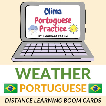 Preview of Portuguese Boom Cards™ WEATHER and NATURE Boom Cards™ Portuguese
