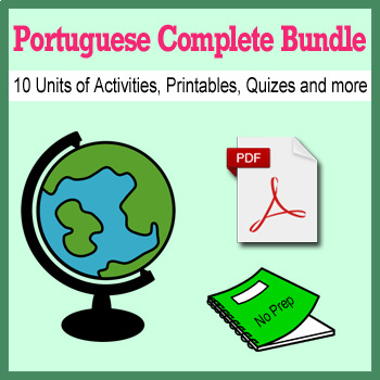 Preview of Portuguese Bundle for Smart Teachers 10 beginner units ☆147+☆ NO PREP printables