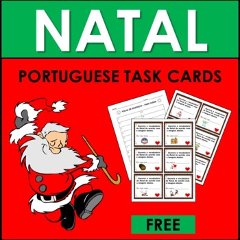 Preview of Portuguese Christmas Vocabulary FREE TASK CARDS: O Natal