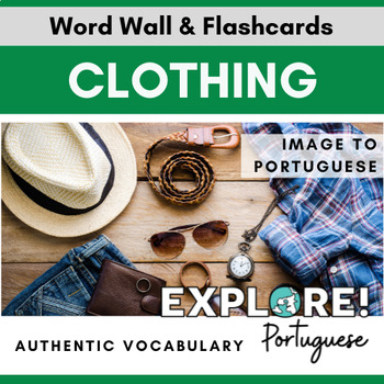 Preview of Portuguese | EDITABLE Clothing Word Wall & Vocabulary Flashcards