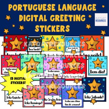 Preview of Portuguese Digital Stickers - Greetings - For Seesaw and Google