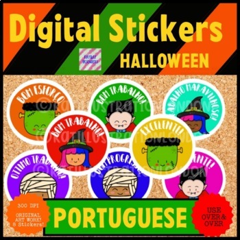 Preview of Portuguese Digital Stickers - Halloween 2  - Seesaw™️ or Google Apps™️