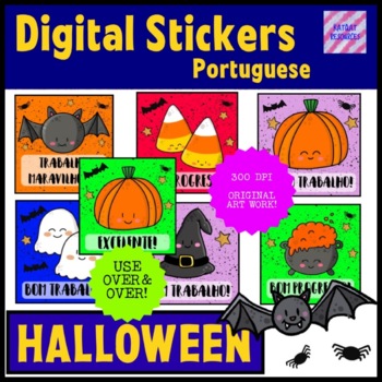 Preview of Portuguese Digital Stickers - Halloween  - Seesaw™️ or Google Apps™️