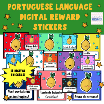 Preview of Portuguese Digital Stickers - Praise and Reward - For Seesaw and Google