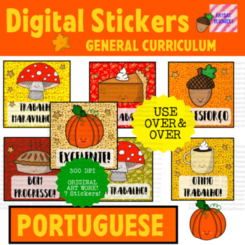 Preview of Portuguese Digital Stickers - Fall Autumn Seesaw™️ or Google Apps™️