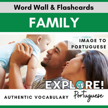 Preview of Portuguese EDITABLE Family Word Wall & Vocabulary Flashcards