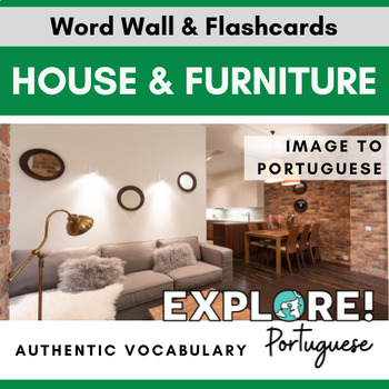 Preview of Portuguese | EDITABLE House & Furniture Word Wall & Vocabulary Flashcards