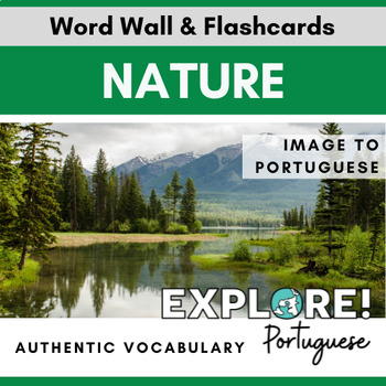Preview of Portuguese | EDITABLE Nature Word Wall & Vocabulary Flashcards