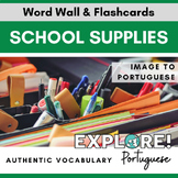 Portuguese | EDITABLE School Supplies Word Wall & Vocabula