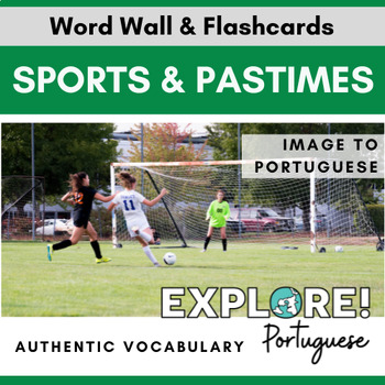 Preview of Portuguese | EDITABLE Sports & Pastimes Word Wall & Vocabulary Flashcards