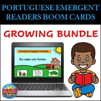 Preview of Portuguese Emergent Readers Boom Cards: GROWING BUNDLE
