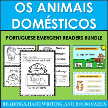 Preview of Portuguese Emergent Readers & Handwriting: Pets (Os Animais Domésticos) BUNDLE