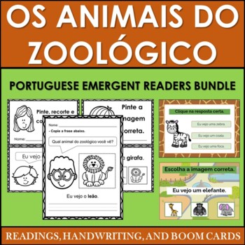 Preview of Portuguese Emergent Readers & Handwriting: Portuguese Zoo Animals BUNDLE