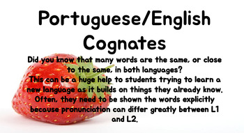 Preview of Portuguese - English Cognates - No Prep