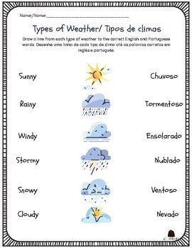 Preview of Portuguese & English : Matching Types of Weather