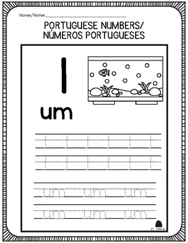 Preview of Portuguese & English : Number Tracing
