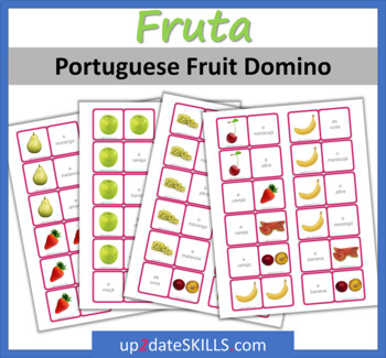 Preview of Portuguese FRUIT Dominoes – 45 domino tiles