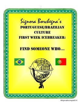 Preview of Portuguese First Week Scavenger Hunt / Find Someone Who