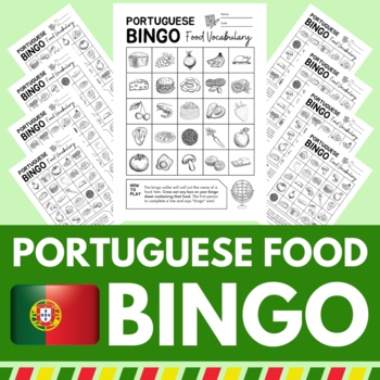 Preview of Portuguese Food Bingo Game - Portuguese Language Vocabulary Activity