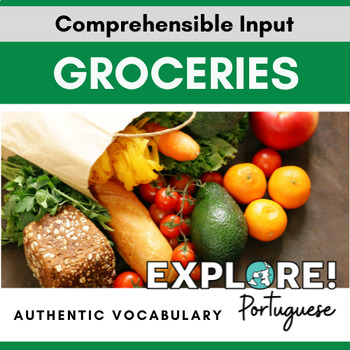 Preview of Portuguese | EDITABLE Food: Groceries Authentic Vocabulary lesson 