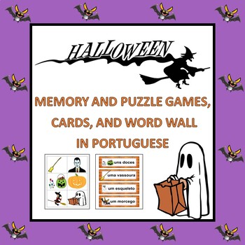 Preview of Portuguese Halloween Games, Cards, and Word Wall: Dia das Bruxas (Pre-K to 1st)