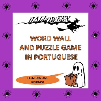 Preview of Portuguese Halloween Puzzle Game and Word Wall: O Dia das Bruxas