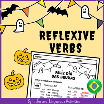 Preview of Portuguese Halloween - Verbo Reflexivo + Vocabulário Dia das Bruxas