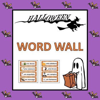 Preview of Portuguese Halloween Word Wall: O Dia das Bruxas (Pre-K to 1st)
