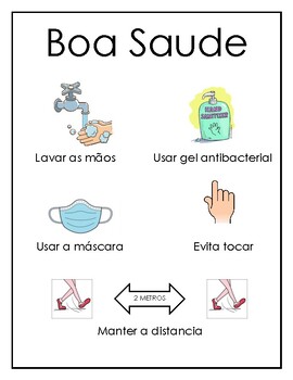 Preview of Portuguese Health Safety Sign Poster Covid Focus
