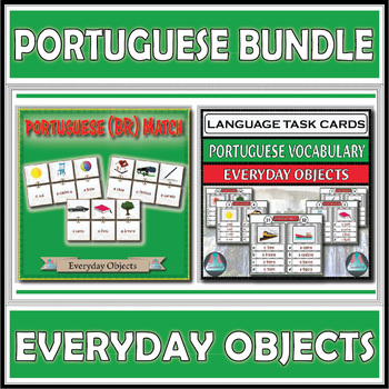Preview of Portuguese Match & Assessment Task Cards - Everyday Objects Bundle