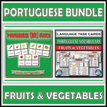 Preview of Portuguese Match & Assessment Task Cards - Fruits and Vegetables Bundle