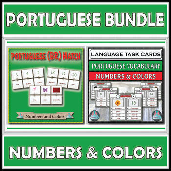 Preview of Portuguese Match & Assessment Task Cards - Numbers and Colors Bundle