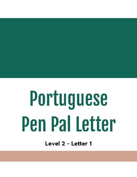 Preview of Portuguese Pen Pal Letter: Level 2 - Letter 1 with Rubric
