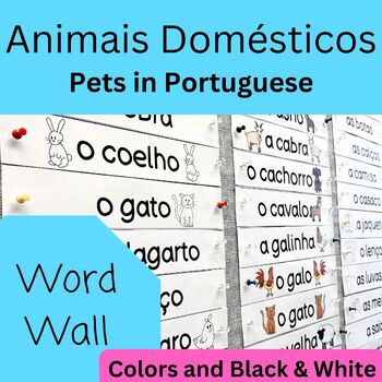 Preview of Portuguese Pets Word Wall