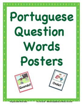 Preview of Portuguese Question Words Visuals (in color)