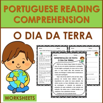 Preview of Portuguese Reading Comprehension: O DIA DA TERRA (EARTH DAY) WORKSHEETS