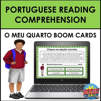 Preview of Portuguese Reading Comprehension: O Meu Quarto BOOM CARDS