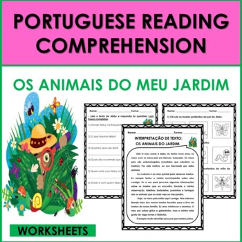 Preview of Portuguese Reading Comprehension: PORTUGUESE INSECTS/BUGS (INSETOS) WORKSHEETS