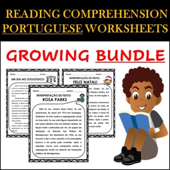 Preview of Portuguese Reading Comprehension Worksheets: GROWING BUNDLE