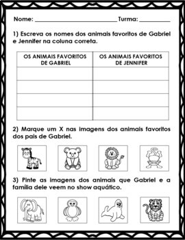 Portuguese Reading Comprehension: ZOO ANIMALS/ANIMAIS DO ZOOLÓGICO ...