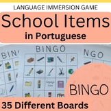Portuguese School Items BINGO with 35 Different Cards