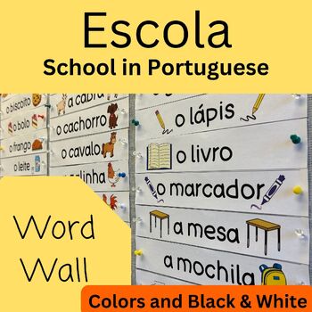 Preview of Portuguese School Items Word Wall
