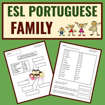 Preview of Portuguese Speakers ESL Beginner Worksheets: Family vocabulary- Kids- Adults